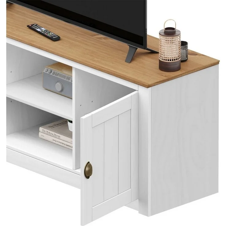 IDIMEX Lowboard BOLTON, TV Lowboard Bank Fernsehtisch aus Kiefer Massivholz mit 2 Türen lackie – Bild 3