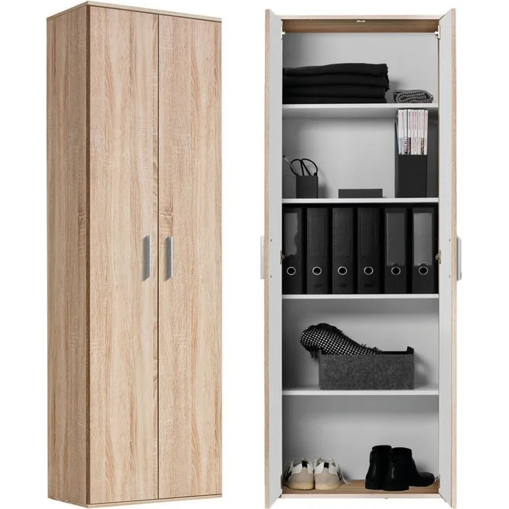 mokebo® Mehrzweckschrank 'Der Lange' moderner Aktenschrank, Schrank & Haushaltsschrank, Made in Germany | 60 x 180 x 34 (B/H/T in cm) | Sonoma Eiche, Braun