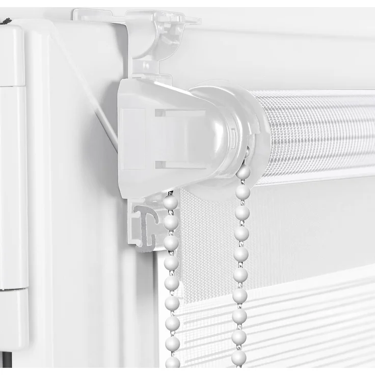 Doppelrollo Klemmfix ohne Bohren 100x150 cm Weiß Duo Rollo Klemmrollo Sonnenschutzrollo Fensterrollo für Fenster & Türen Zebrarollo Seitenzugrollo – Bild 2