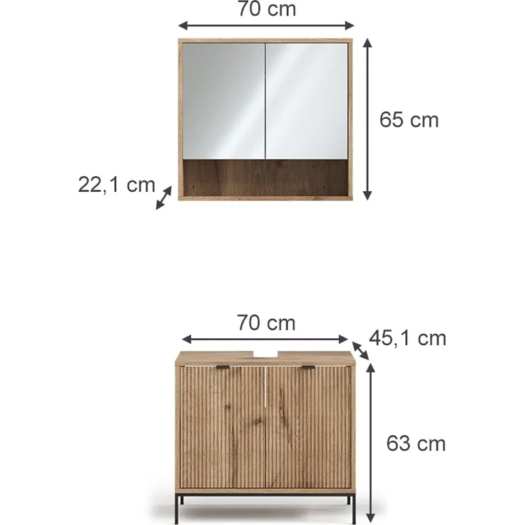 Badmöbel-Set Eliza Viking Oak 2 Teile Vicco – Bild 3