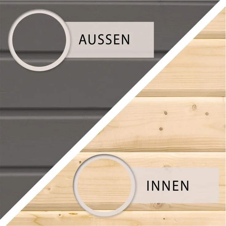 Karibu Stelzenhaus Fidel Set Aktion2 terragrau mit Rutsche und Holzrampe blau – Bild 17