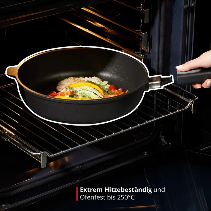 MEISTERKOCH Bratpfanne 28 cm, Induktion, Antihaft, abnehmbarer Griff | 7 cm hoher Rand, 3,6l Volumen | Made in Germany | Profi-Pfanne, 4-lagige Titanium-Versiegelung | spülmaschinengeeignet – Bild 4