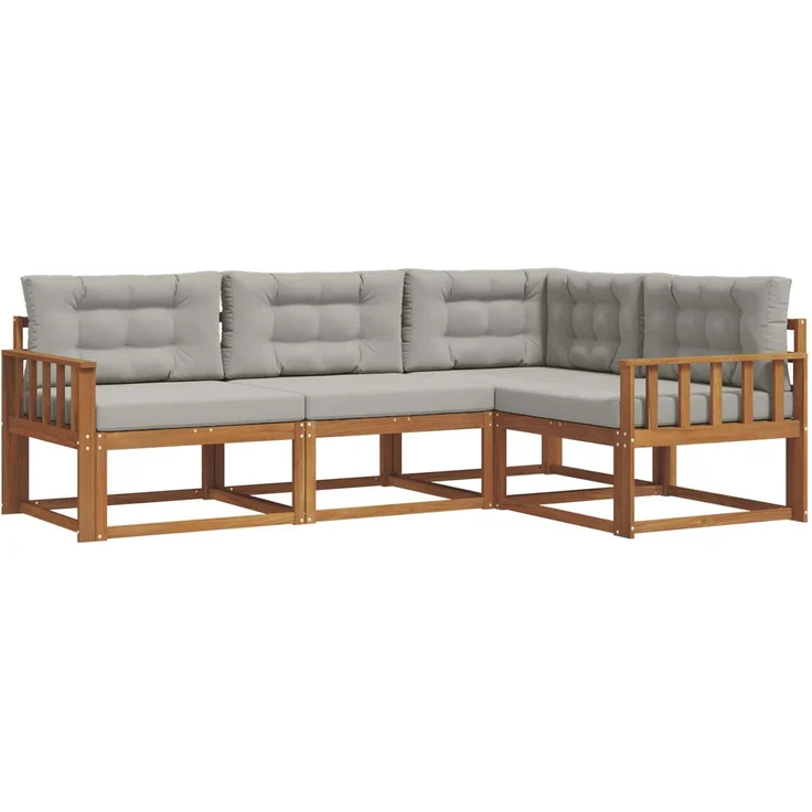 vidaXL Outdoor-Sofagarnitur 4 stk. 4-Sitzer Natur und Hellgrau 3367504 – Bild 2