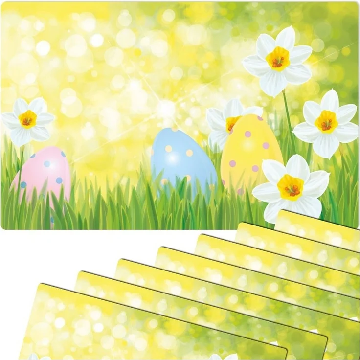 matches21 HOME & HOBBY Platzset Abwaschbare Tischsets 8er Set Osterglocken Ostereier, (8-St), Platzsets als Tisch-Untersetzer und Tisch-Deko für Esstisch Teller – Bild 3