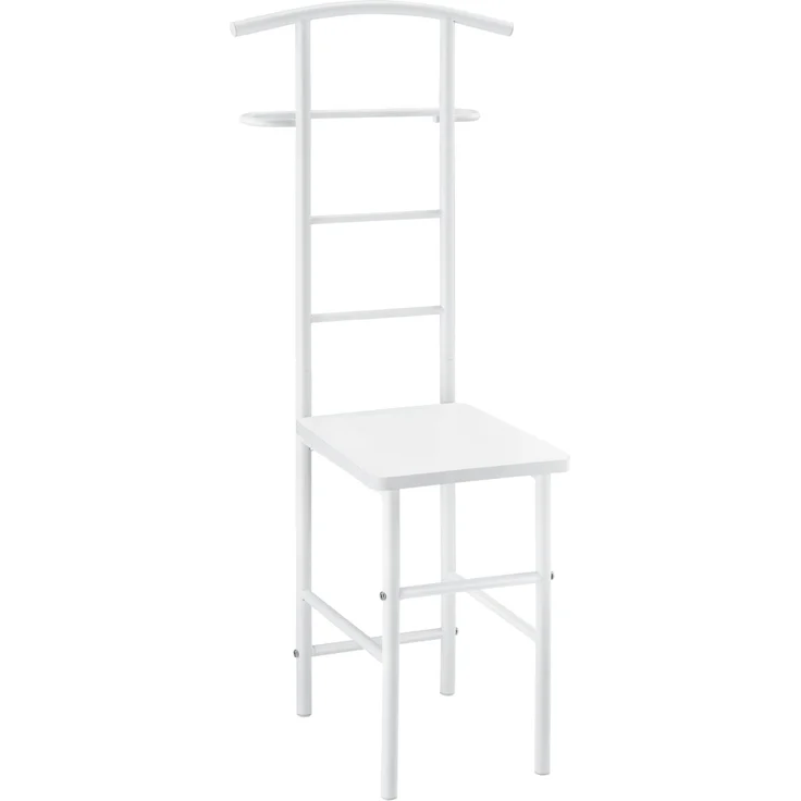 Herrendiener Stuhl Anaheim 107x45x45cm Kleiderbügel + Hosenhalter Weiß en. casa – Bild 1
