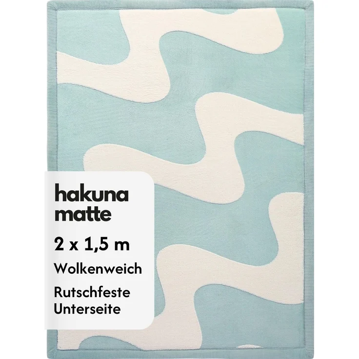 Hakuna Matte Wolkenweiche Spielmatte Baby - 200 x 150 x 2,5 cm - 3D Wellen | Teppich für Kinderzimmer mit hochwertigem Hochdichter Polyurethan, Krabbelmatte Baby mit Rutschfester Unterseit,Krabbeldecke
