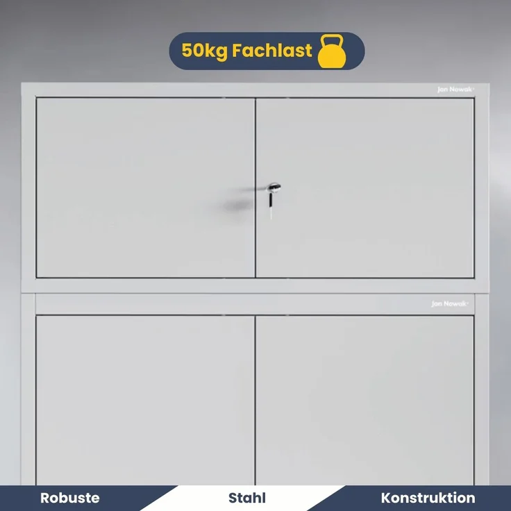 Schrankerweiterung Aktenschrank mit 2 Flügeltüren | Zusatzschrank für Büroschrank Extraschrank Stahl Mehrzweckschrank klein Werkstatt, 38x80x40cm Grau – Bild 4