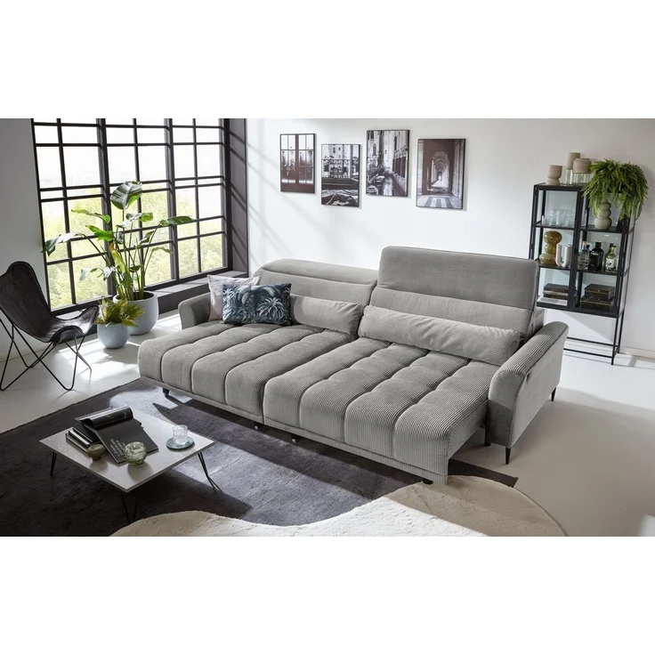 Iwaniccy Big-Sofa 2x elektr. Sitzverstellung, Cord silbergrau - 280x108x118cm (BxHxT) – Bild 5