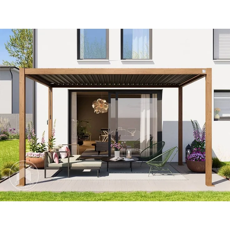 PRIMEYARD Pergola, Aluminium / Stahl braun, 3x4 m – Bild 3