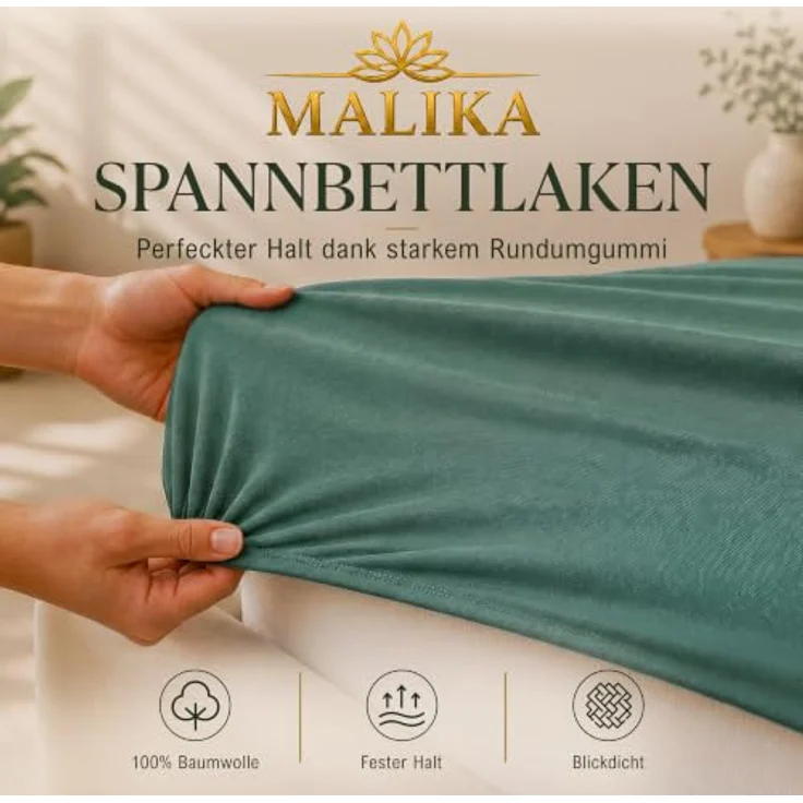 MALIKA® Spannbettlaken 120x200cm Baumwolle Jersey, perfekte Passform für Matratzen bis 28 cm, Oeko-Tex zertifiziert – Bild 4