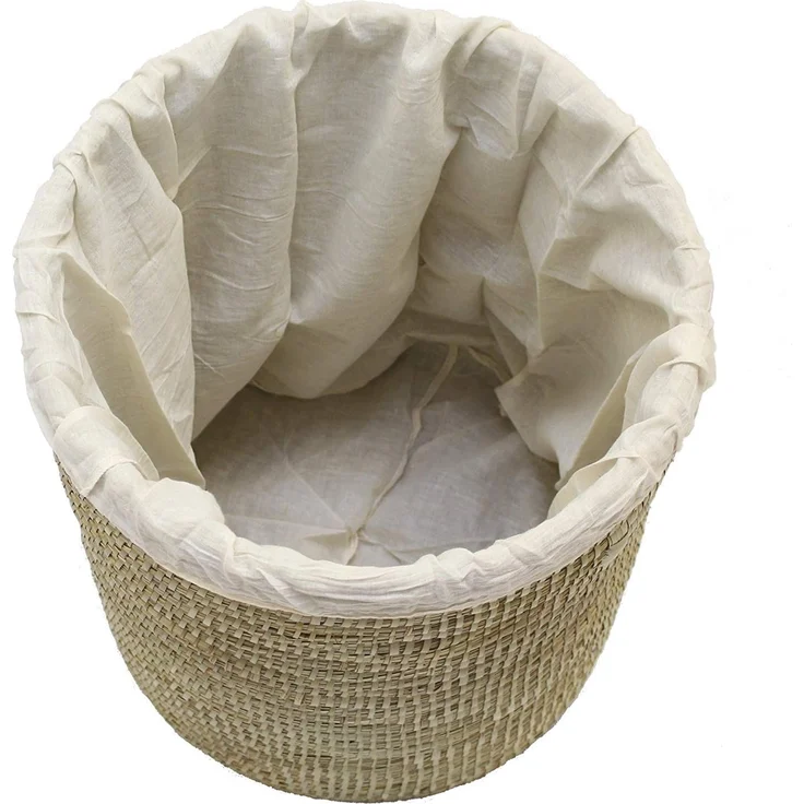 Dekoleidenschaft Wäschekorb aus Seegras mit Deckel, Wäschesammler mit Textileinlage, in 2 Größen, Wäschetonne Wäschebox Aufbewahrungskorb Wäschebehälter Laundry Basket – Bild 4
