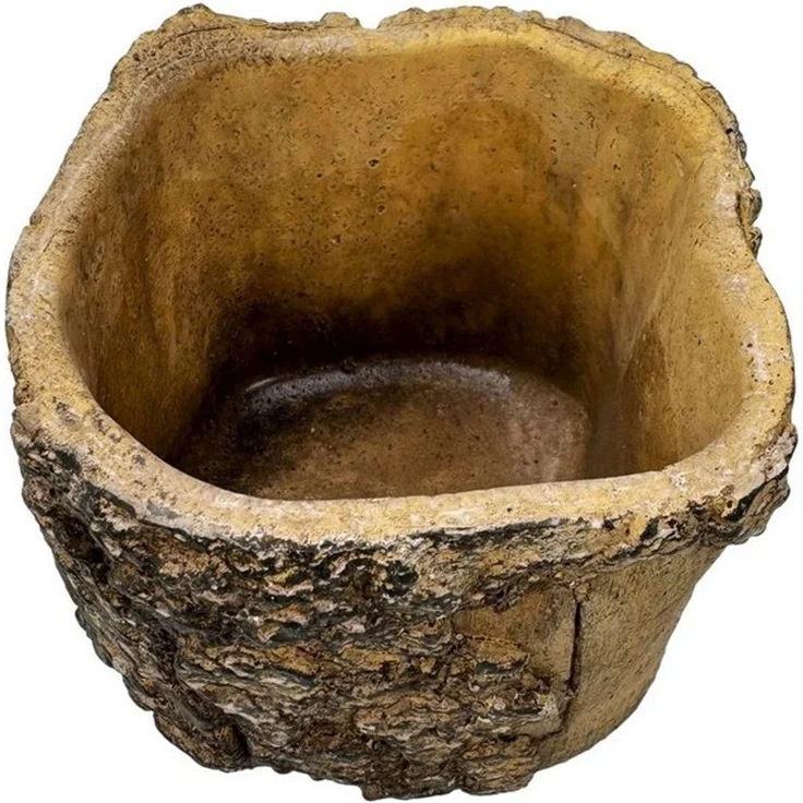 Online-Fuchs Blumentopf - 2er Set Blumentöpfe im Holzdesign für drinnen und draußen (aus Beton gegossen, realistische Holznachbildung), Deko Topf für Blumen, Pflanzen und Kräuter – Bild 2