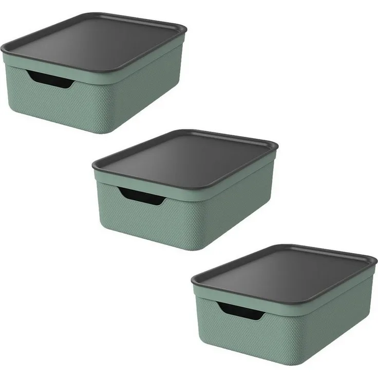 ROTHO Aufbewahrungsbox 3er Set Aufbewahrungsbox mit Deckel 10L JIVE
