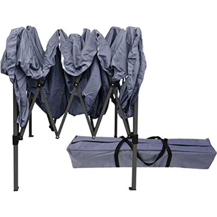 QUICK STAR Pop-Up-Pavillon 2 x 2 m Smoky Grau, Faltpavillon mit 4 Easy-Klett Seitenwänden, 2 mit Fenster und 2 mit Reißverschlüssen – Bild 4