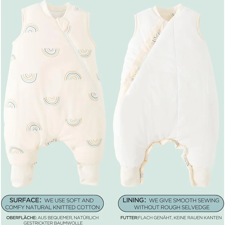 Duomiaomiao Baby Schlafsack, 1x Winterschlafsack, 2.5tog-regenbogen, 85cm / Babygröße 90-100cm, 100% Baumwolle – Bild 8