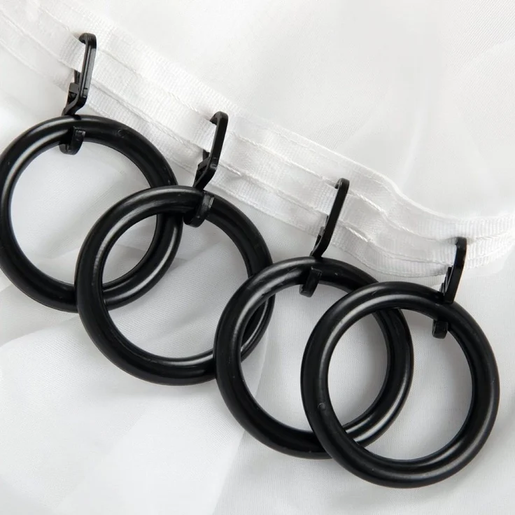 Bestlivings Gardinenstange, 1-läufig, Gardinenring - schwarz - Ø40mm, Gardinenring (silber) Ø40mm , Gardinenringe Ø40mm inkl. Faltenleghaken – Bild 2