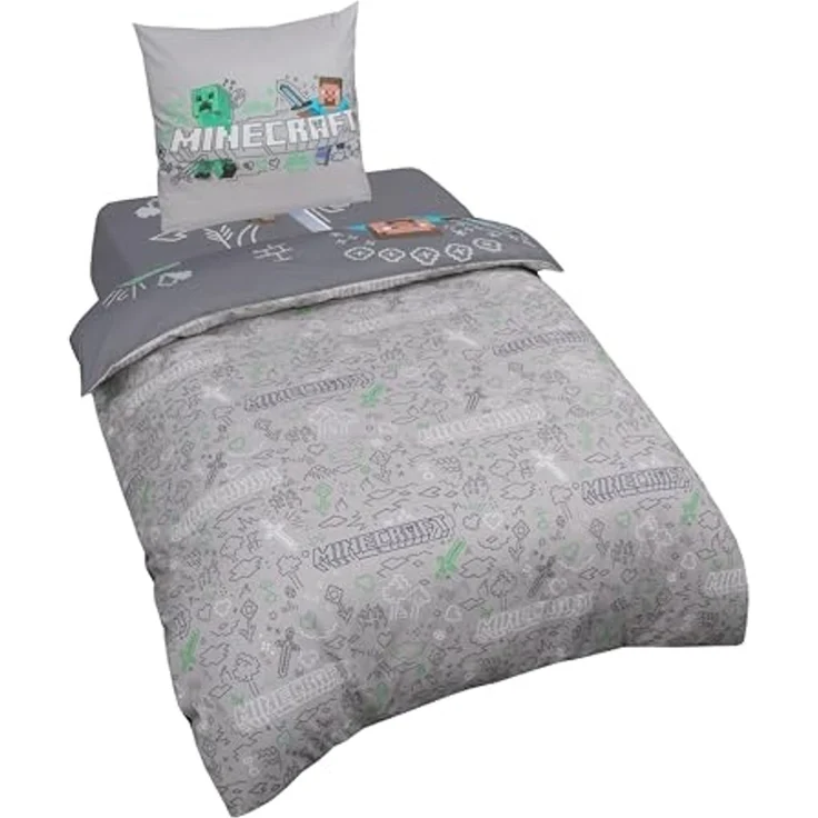 MINECRAFT - Wendebettwäsche, Bettwäsche, Decke und Kissen, mit Reißverschluss, zwei Designs – Bild 5