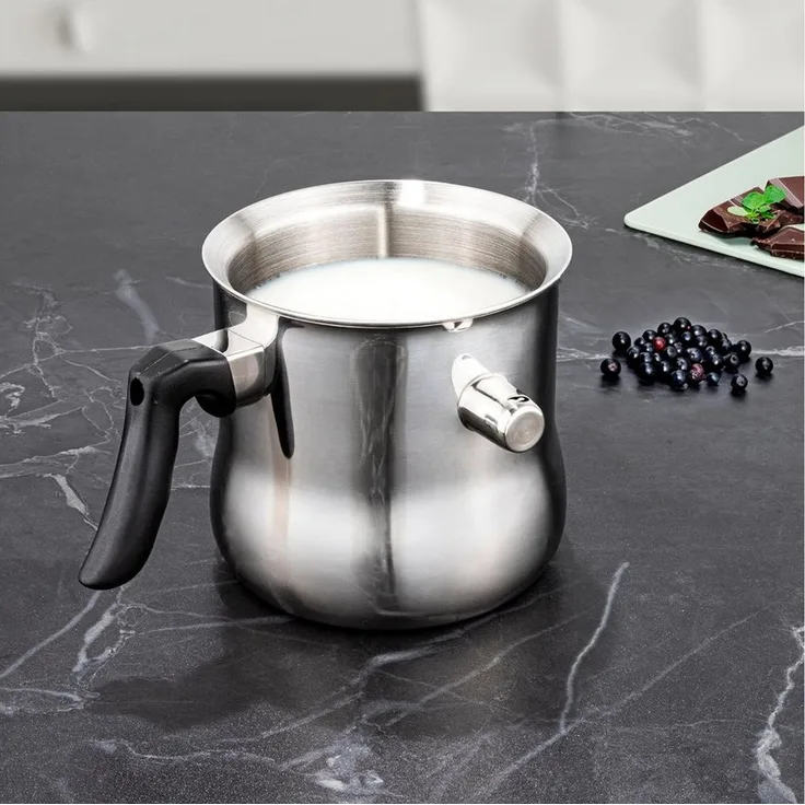 mucHome Milchtopf Milchtopf und Simmertopf 1,2 Liter doppelwandiger Edelstahl Topf