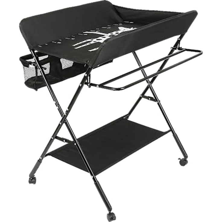 Wickelstation für Baby, Wickeltisch, faltbar, tragbar, Wickeltisch, faltbar, tragbar, mit Aufbewahrungskorb, maximale Belastung von 25 kg,80 x 66 x 98 cm (Schwarz) – Bild 5