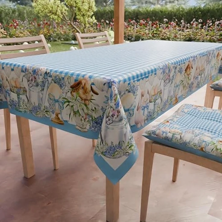 PETTI Artigiani Italiani - Tischdecke für Ostern, schmutzabweisend, rechteckig, für Ostern, Küche, Design Vichy X24, Sitzer (140x450 cm), 100% Made in Italy – Bild 1