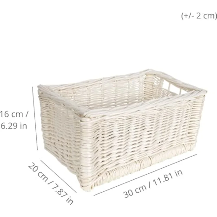 Creative Home Holzkiste Weidenkorb Aufbewahrungskorb, Handgeflochten, Haltbar (1 St), Korb Geflochten Naturkorb mit Griffen Aufbewahrung – Bild 5