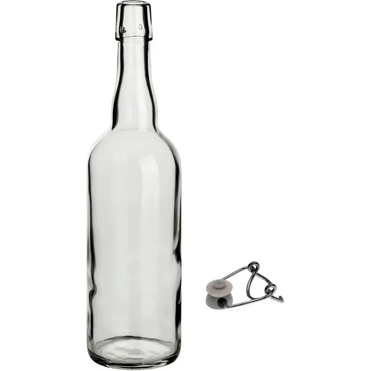 gouveo Trinkflasche Glasflaschen 750 ml Rondo mit Bügelverschluss - Bügel-Flasche, Drahtbügelverschluss, aromadicht verschließbar, spülmaschinengeeignet – Bild 3