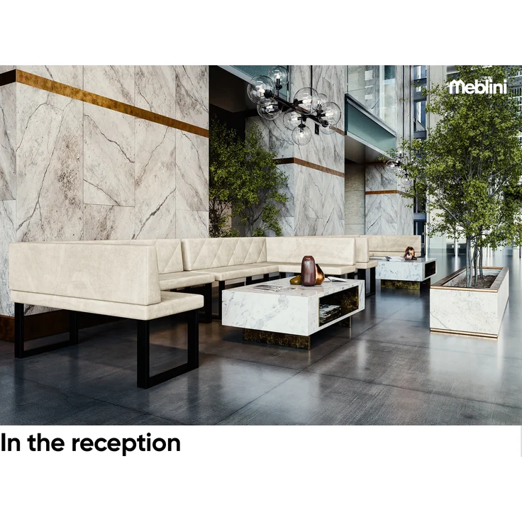 MEBLINI Eckbank für Esszimmer - Küchenbank - Essecke - Sitzecke Küche - ERIC - U-Beine 128x168x87cm Rechts - Creme Samt – Bild 3