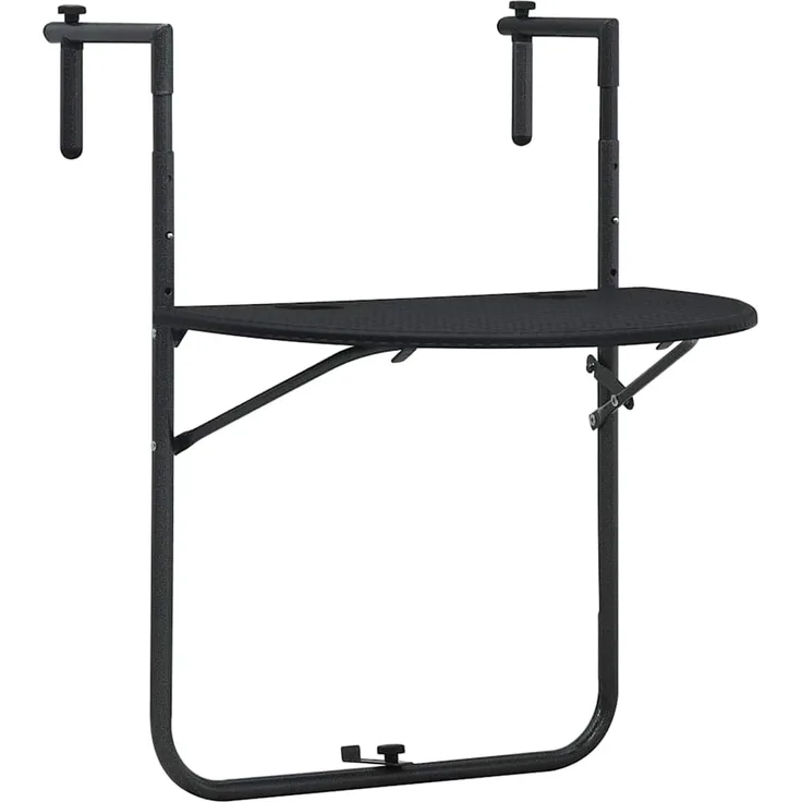 Balkonhängetisch, Balkontisch Schwarz 60 x 64 x 83,5 cm Kunststoff Rattan-Optik