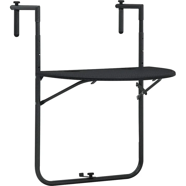 Balkonhängetisch, Balkontisch Schwarz 60 x 64 x 83,5 cm Kunststoff Rattan-Optik – Bild 1