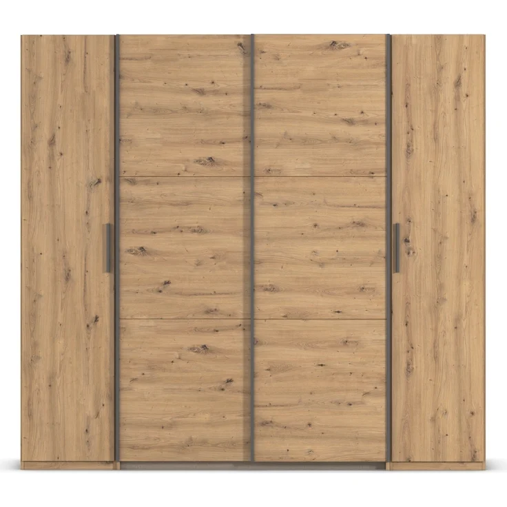 rauch Kleiderschrank, Dreh- und Schwebetürenschrank KRONACH, 4-türig, Eiche Artisan, 225 x 210 x 59 cm – Bild 2