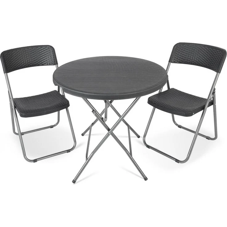 Sekey Balkonset Balkonmöbel Set 2 Personen Platzsparend Balkonset aus Polyrattan, (3-tlg), Gartentisch und 2 Gartenstuhl Klappbar Gartenmöbel für Balkon Terrasse – Bild 1