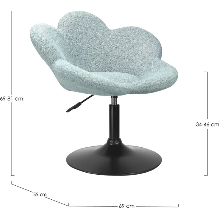 Esszimmerstuhl Fleur 2er-Set, Stoff und Metall, höhenverstellbar, modern, schwarz aquamarin – Bild 5
