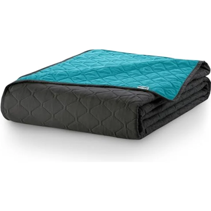 DecoKing Tagesdecke 260x280 cm Petrol Graphit grau Bettüberwurf zweiseitig pflegeleicht Axel – Bild 7