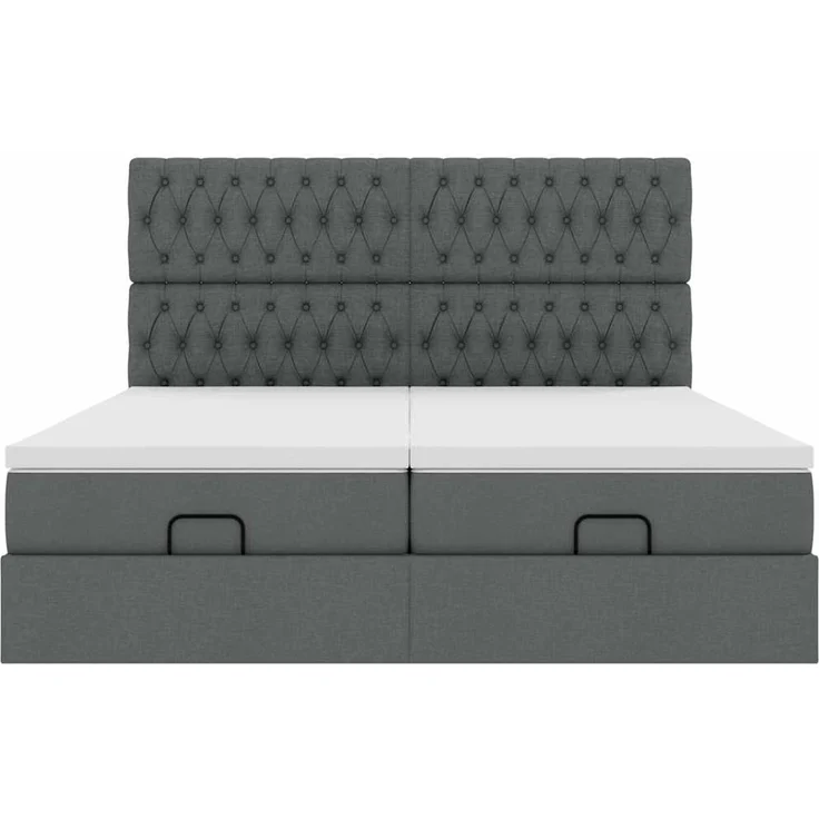 vidaXL Ottoman-Bett mit Matratzen Dunkelgrau 200x200 cm Stoff 3313721 – Bild 5