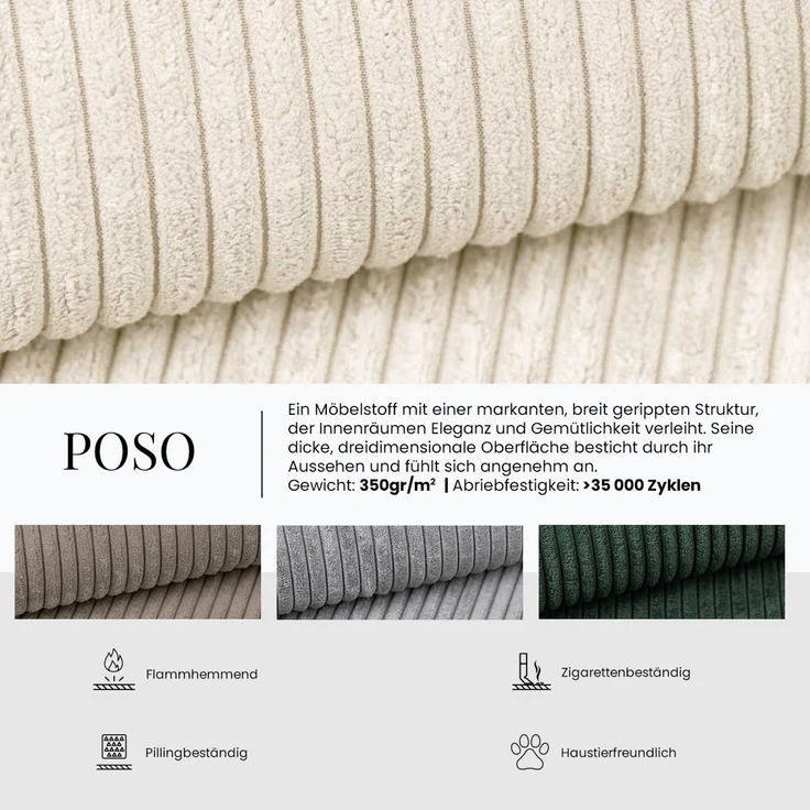 Polstermöbel-Set SANOA, Sofa mit 2 Sesseln, Schlaffunktion, Ausklappbares Sofa, 3-teiliges, Schaumstoffkern - Dunkelgrau Schmaler Cord – Bild 10