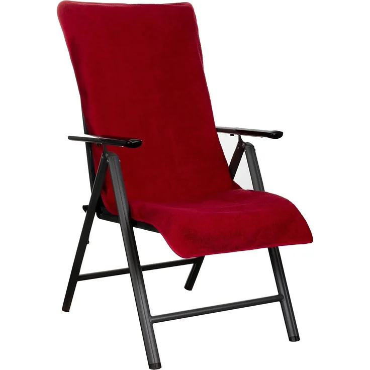 BRANDSSELLER Frottee-Schonbezug für Gartenstuhl und Gartenliege sowie als Strandliegenauflage - aus 100% Baumwolle - ca. 65x130 cm - Rot