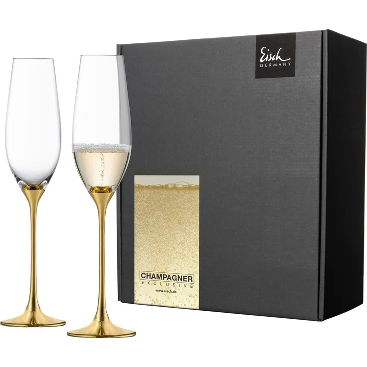 Eisch CHAMPAGNER EXKLUSIV Sektglas gold 2er Set im Geschenkkarton