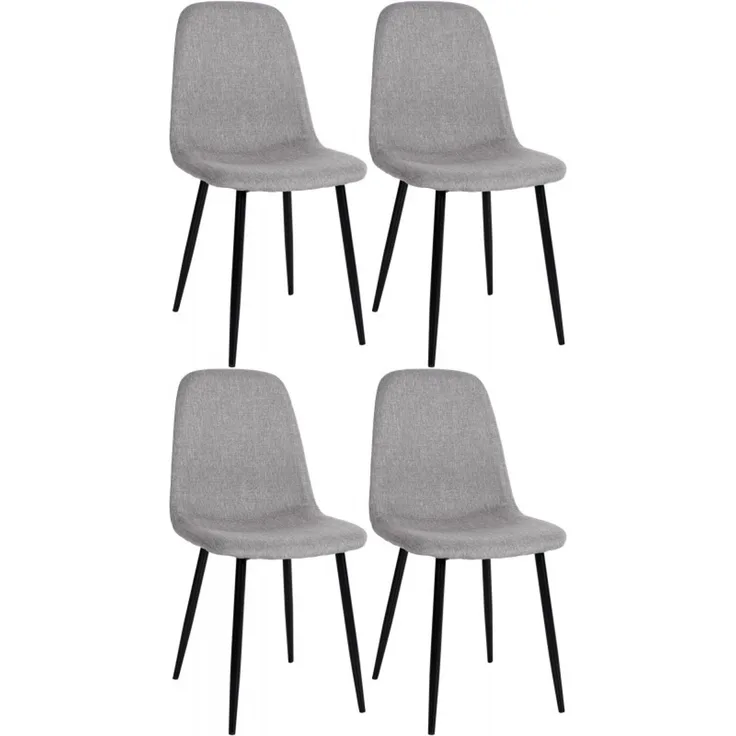 4er Set Esszimmerstühle Napier Stoff hellgrau