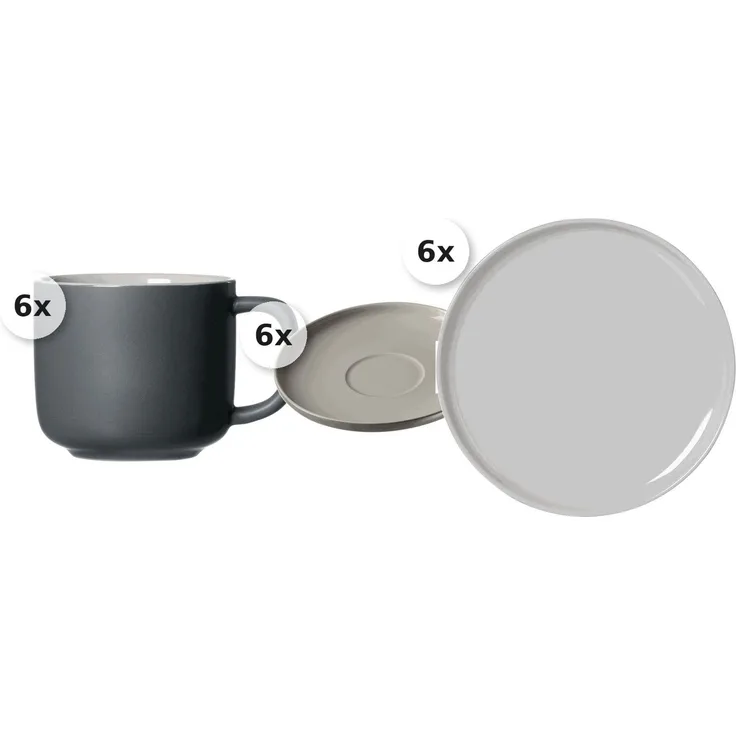 Kaffeeservice 18 tlg. Jasper grau