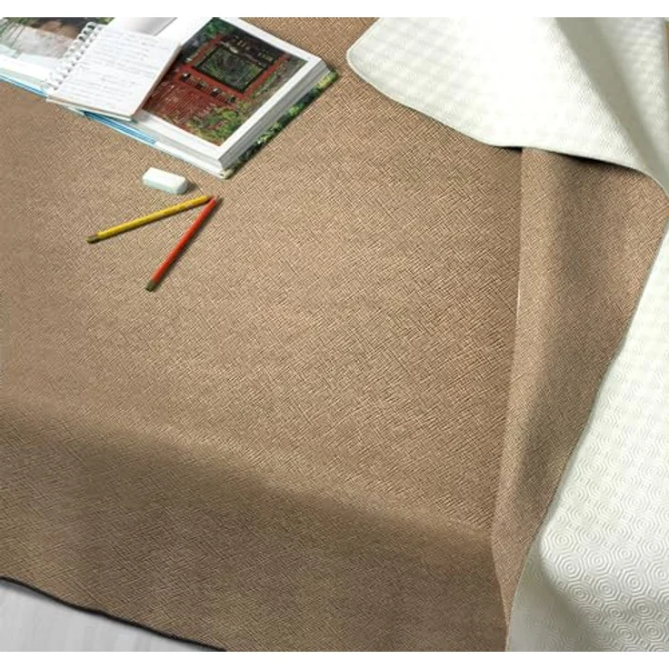 GEMITEX Linum Tischschoner Made in Italy, rutschfest, stoßfest, doppelseitig, Taupe/Weiß, 140x180 cm, dekoriert und schützt Ihren Tisch vor Stößen, Kratzern und Flüssigkeiten – Bild 2