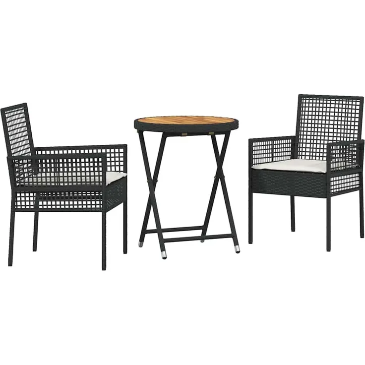 vidaXL Garten Bistro Set 3 pcs Schwarz Poly-Rattan 3334967