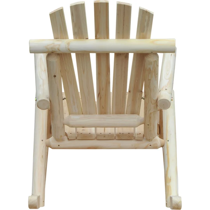 Schaukelstuhl aus Holz Schaukelsessel mit hoher Rückenlehne wetterfest Gartenstuhl bis 113kg belastbar Relaxstuhl für Wohnzimmer Garten, Rasen, Balkon Natur--Naturholz--98x66x96cm--YOUDENOVA – Bild 10