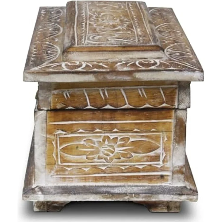 Oriental Galerie Truhe Truhe Albesiaholz Natur WW 40 cm Klein (1 St) – Bild 4