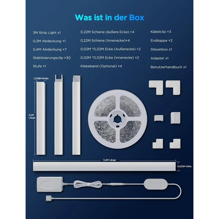 Govee RGBIC LED Strip mit Profil, 3M Smart LED Streifen Kompatibel mit Alexa & Google Assistant, 64 Szenenmodi, APP-Steuerung, Schiene mit Leisten für Schlafzimmer, Sockelleisten, Kabinett, – Bild 8