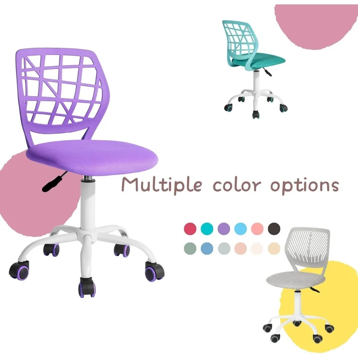 FurnitureR Kleiner Videospielstuhl, ergonomischer Schreibtischstuhl ohne Armlehnen, kompakter Drehstuhl mit Sitzhöhenverstellung und leisen Gummirädern, modernes Design für Gaming und Arbeiten – Bild 4