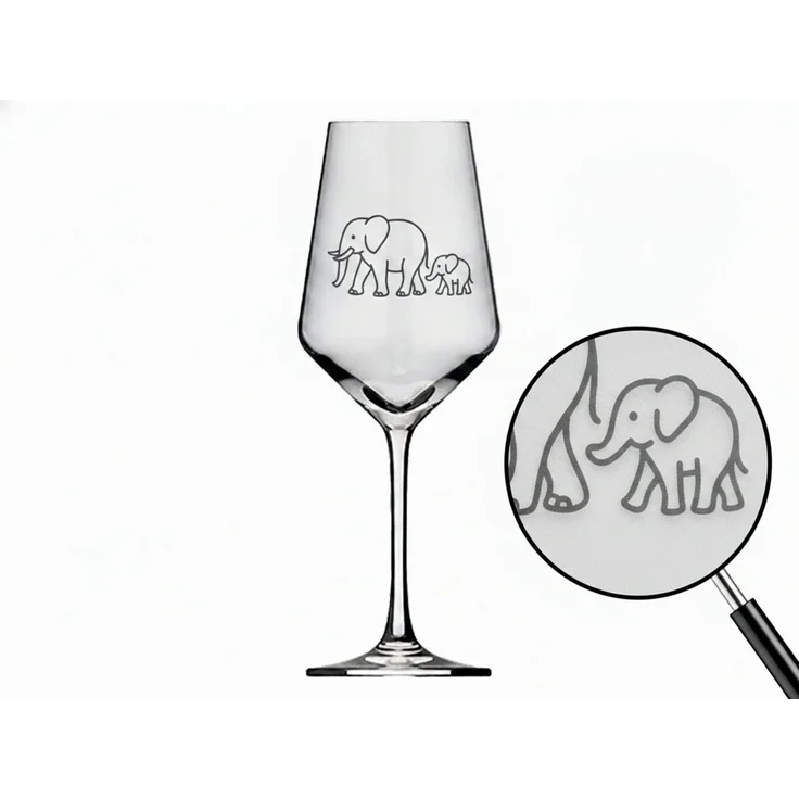 Valhalla Weinglas 350ml Elefant Baby Lasergravur spülmaschinenfest Geschenkidee Deko, 1-tlg, Glas, Hochwertige Lasergravur, spülmaschinenfest, langlebig – Bild 1