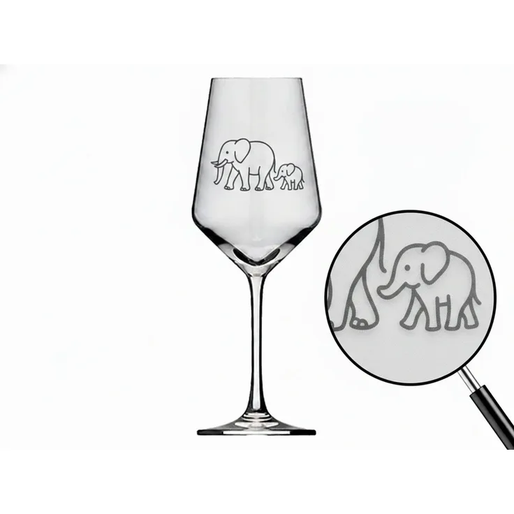 Valhalla Weinglas 350ml Elefant Baby Lasergravur spülmaschinenfest Geschenkidee Deko, 1-tlg, Glas, Hochwertige Lasergravur, spülmaschinenfest, langlebig