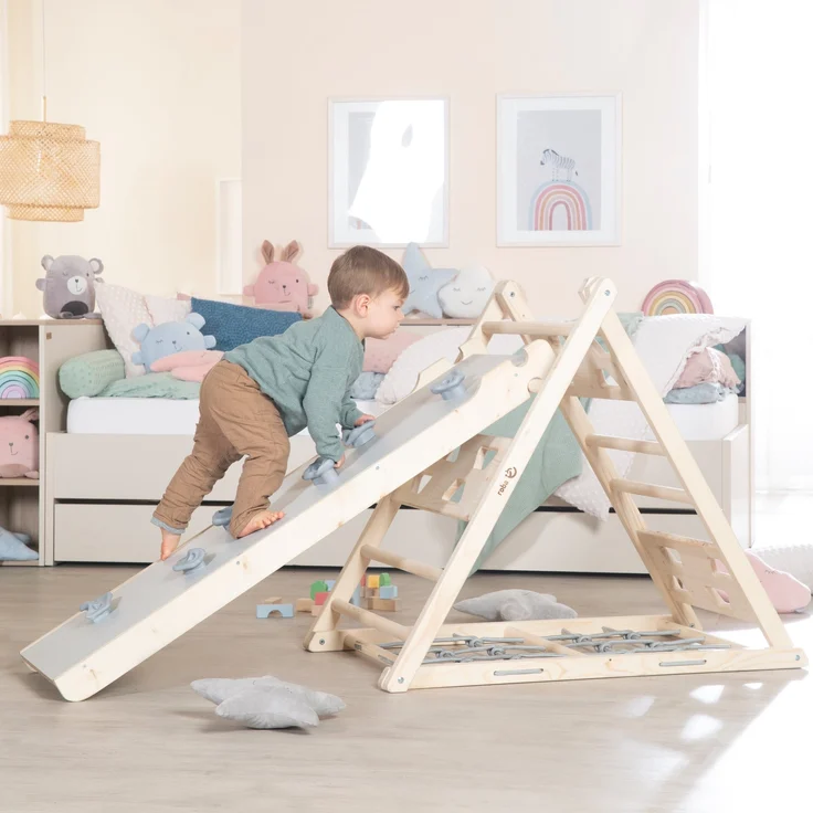 roba Rutschbrett aus Holz - Zubehör für Kletterdreieck & Spielturm - Natur / Grau – Bild 5