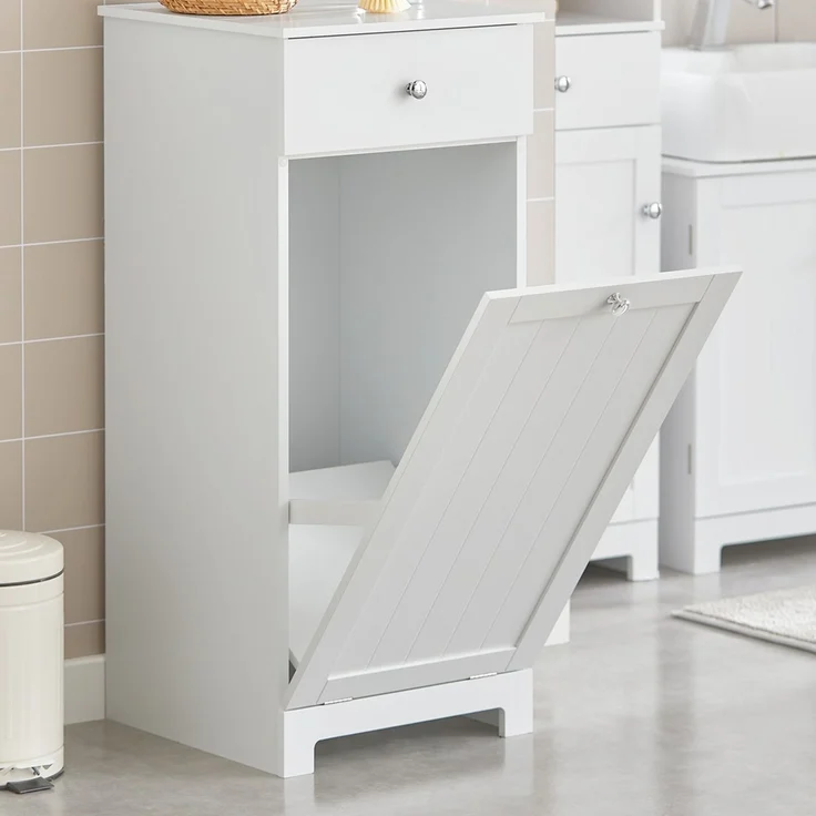 SoBuy BZR21-W Wäscheschrank, MDF, Lackiert, Weiß, 38 x 90 x 40 cm – Bild 6