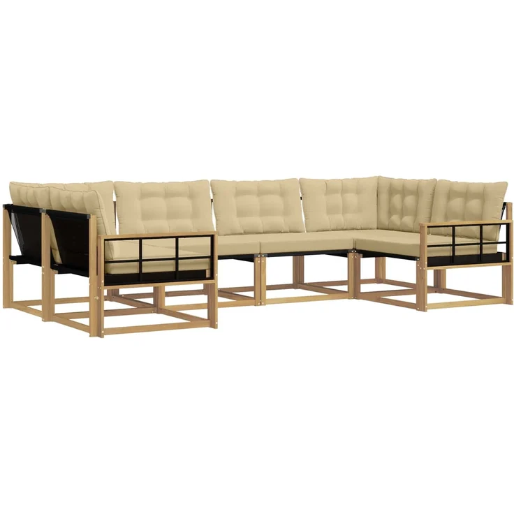 vidaXL Outdoor-Sofagarnitur 6 stk. 6-Sitzer Weiß und Beige 3389027 – Bild 2